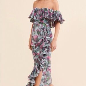 Hutch Off-Shoulder Floral Ruffle Maxi 18w
